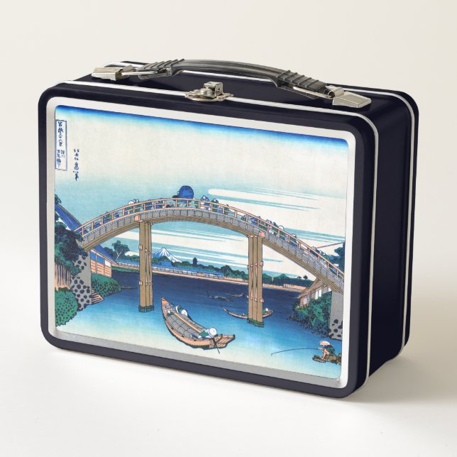 Katsushika Hokusai - Under Mannen Bridge, Fukagaw Metal Lunch Box (Front)