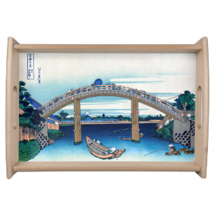 Katsushika Hokusai - Under Mannen Bridge, Fukagaw Serving Tray