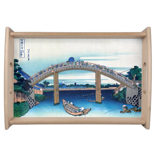 Katsushika Hokusai _ Under Mannen Bridge Fukagaw Serving Tray