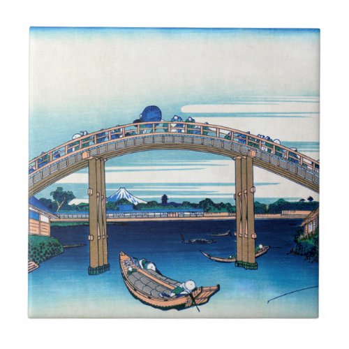 Katsushika Hokusai _ Under Mannen Bridge Fukagawa Ceramic Tile