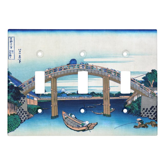 Katsushika Hokusai - Under Mannen Bridge, Fukagawa Light Switch Cover (Front)