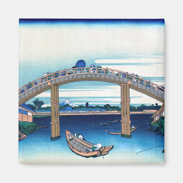Katsushika Hokusai - Under Mannen Bridge, Fukagawa Magnet (Front)