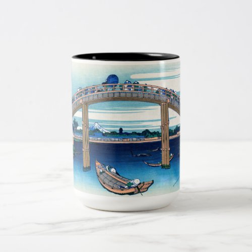 Katsushika Hokusai _ Under Mannen Bridge Fukagawa Two_Tone Coffee Mug