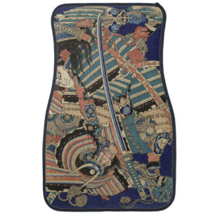 Katsushika Hokusai - Vechtende helden Car Floor Mat