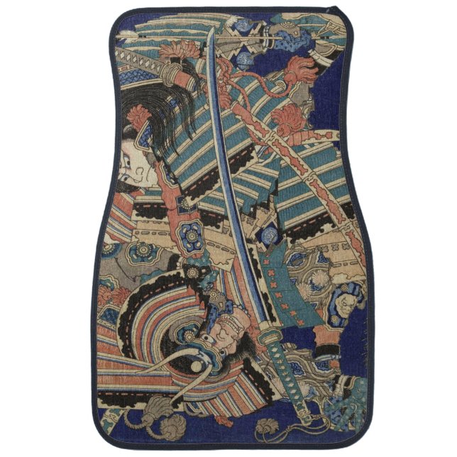 Katsushika Hokusai - Vechtende helden Car Floor Mat (Front)