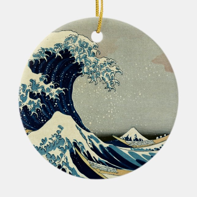 Katsushika Hokusai's The Great Wave off Kanagawa Ceramic Ornament (Front)