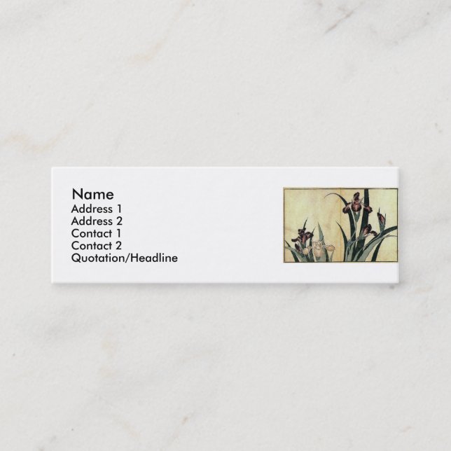 Katsushika Hokusai's Ukiyo-e Woodcut Print: Irises Mini Business Card (Front)