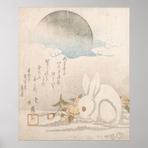 Katsushika Hokushū Rabbit in the Snow Poster