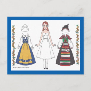 Katti of Sweden Paper Doll Postcard