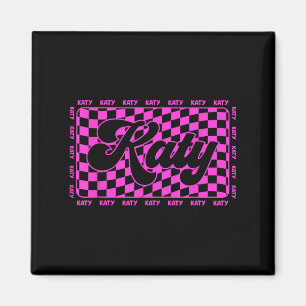 Katy Checkered I Love Katy 80's Vintage Magnet