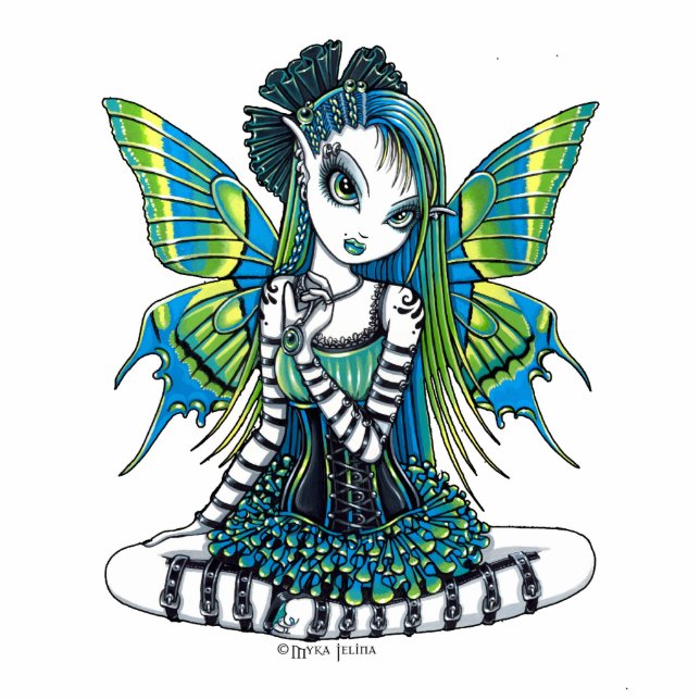 "Katy" Green Tattoo Faerie Art Photo Sculpture (Front)