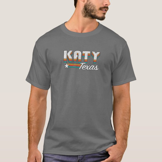 KATY TX Retro Rainbow Design T-Shirt (Front)