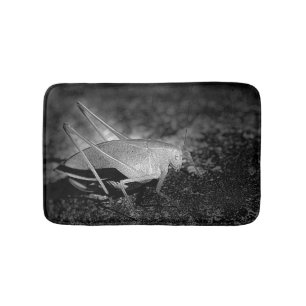 Katydid Insect In Black And White Bathroom Mat