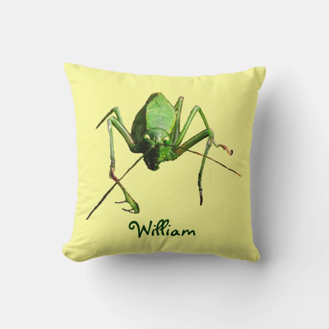 Katydid Throw Pillow (Front)
