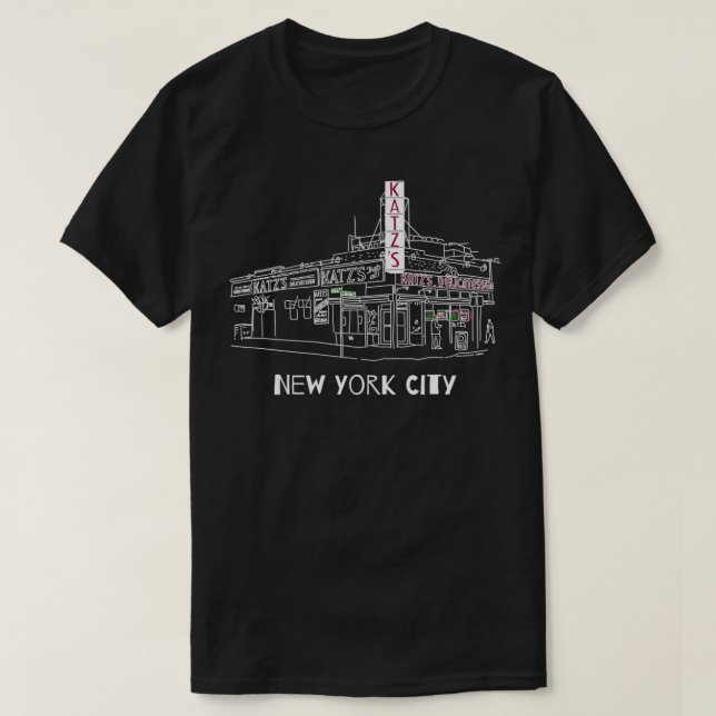 Katz Deli New York City hand drawn design  T-Shirt (Design Front)