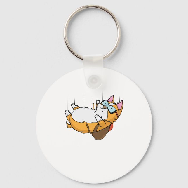 Katze beim Fallschirmspringen mit Fallschirm Keychain (Front)