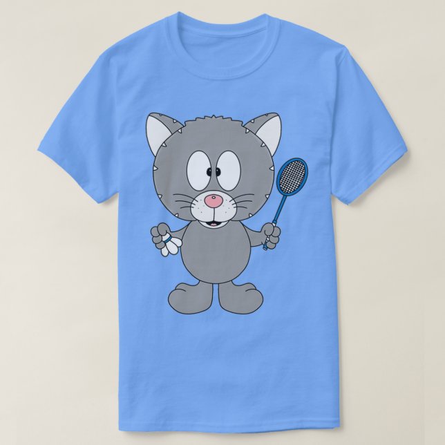 Katze Cat Federball Badminton Sport Tier Kinder Fu T-Shirt (Design Front)