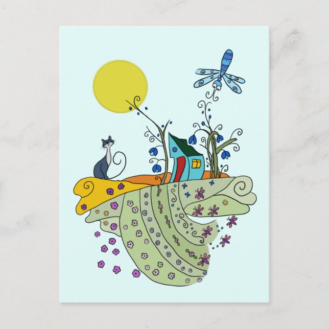 Katze mit Haus Postcard (Front)