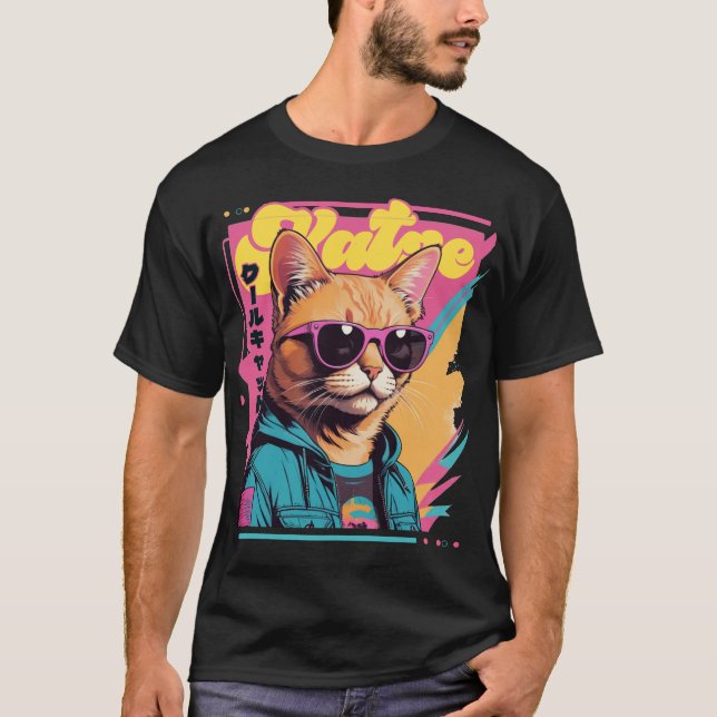 katze retrowave T-Shirt (Front)