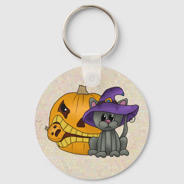 Katze und Kürbis Keychain (Front)
