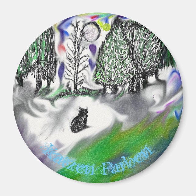 'Katzen Farben' Round Magnet (Front)