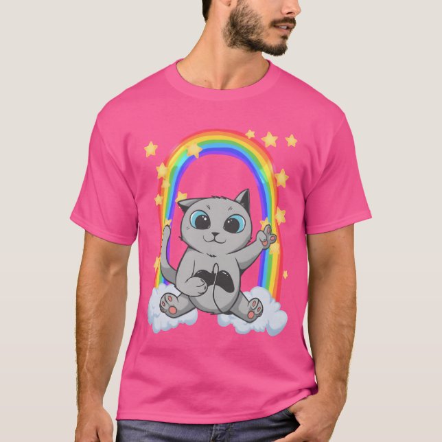 Katzenbaby gambles on the rainbow video games retr T-Shirt (Front)