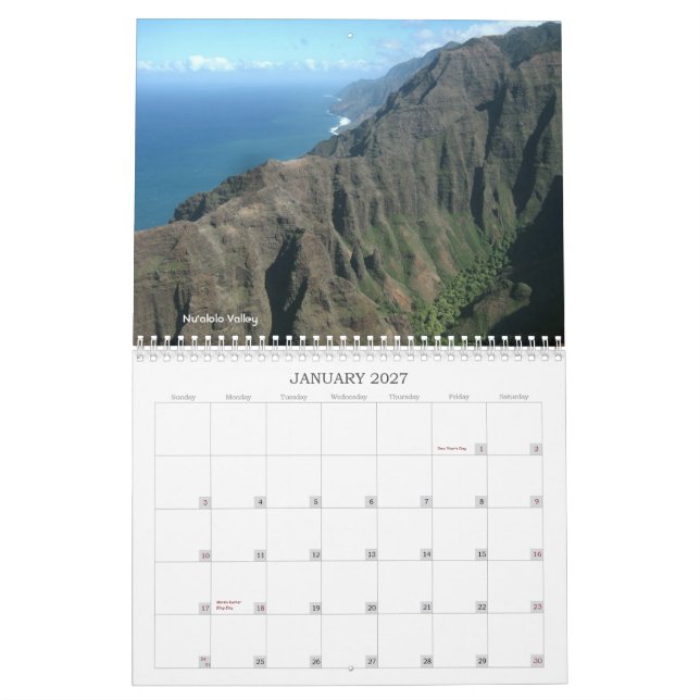Kauai 2011 Calendar (Jan 2027)