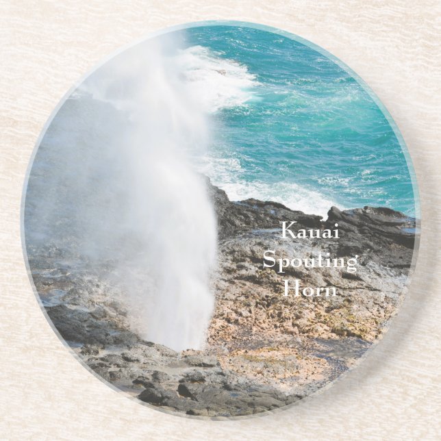 Kauai Aqua Ocean Spouting Horn Poipu  Coaster (Front)