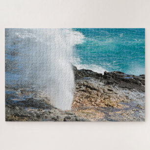 Kauai Aqua Ocean Spouting Horn Poipu Jigsaw Puzzle