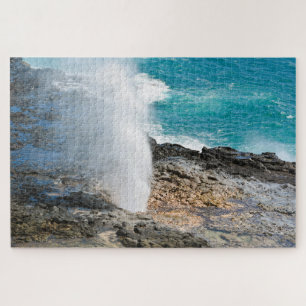 Kauai Aqua Ocean Spouting Horn Poipu Jigsaw Puzzle