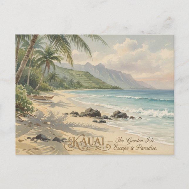 Kauai  Beach Romantic Painting Postcard (Front)