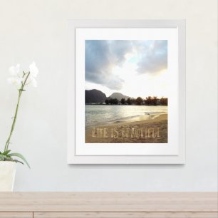 Kauai Beach Sunset Life is Beautiful Framed Art