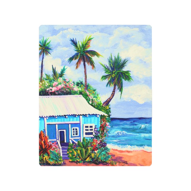 Kauai Blue Beach Cottage Metal Print (Front)