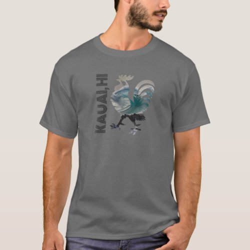 Kauai Chicken Rooster Hawaii Surf Wave Design T_Shirt