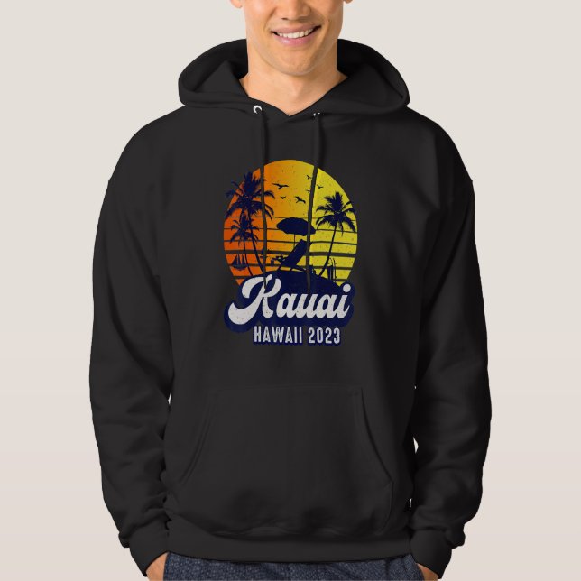 Kauai Hawaii 2023 Hawaiian Sunset Beach Retro Hoodie (Front)