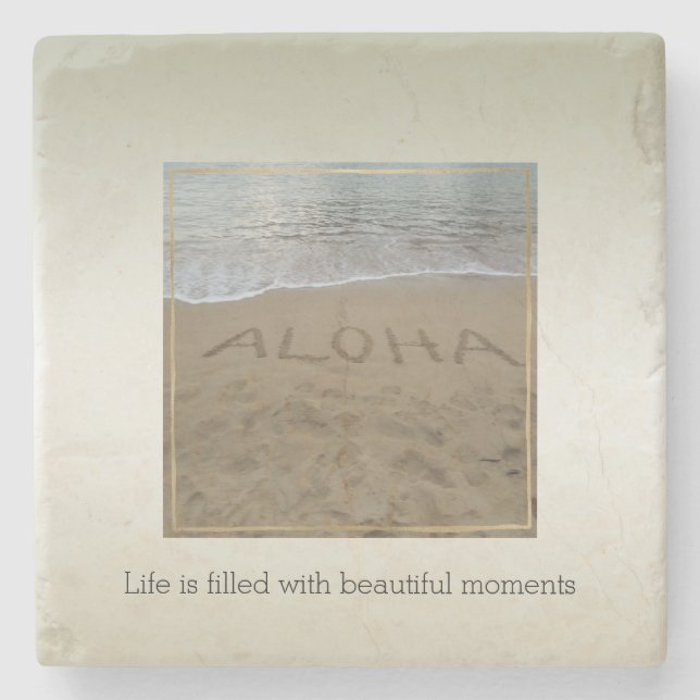 Kauai Hawaii Aloha Beach Beautiful Moments         Stone Coaster (Front)
