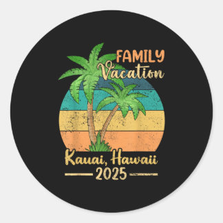 Kauai Hawaii Beach Family Vacation 2025 Summer Classic Round Sticker