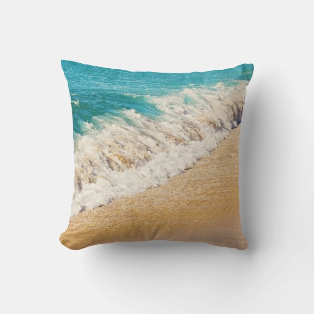 Kauai, Hawaii Beach - Teal Ocean Wave Photo Pillow (Front)
