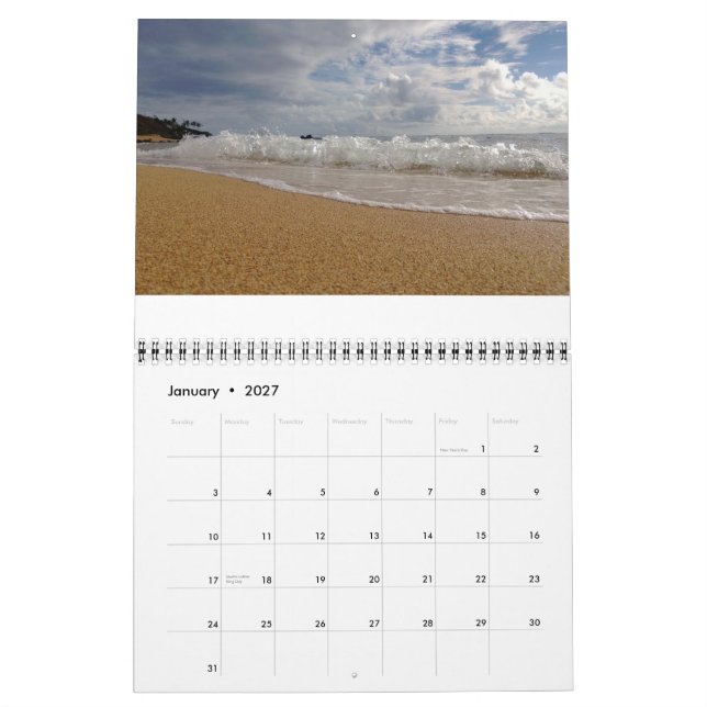 Kauai Hawaii Calendar (Jan 2027)