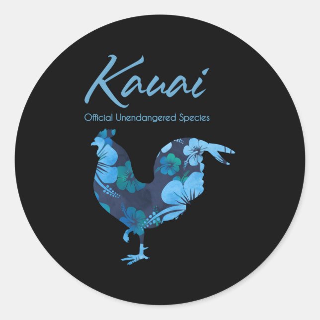 Kauai Hawaii Chicken Official Unendangered Species Classic Round Sticker (Front)