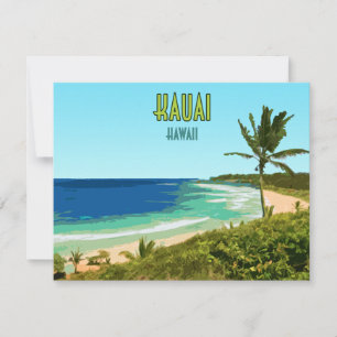 Kauai Hawaii Coast Beach Vintage Flat Card