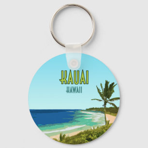 Kauai Hawaii Coast Beach Vintage Keychain