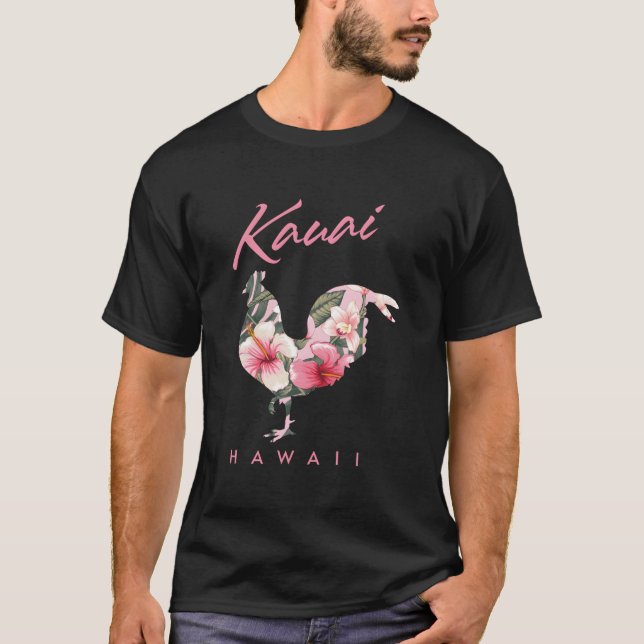 Kauai Hawaii Flower Hibiscus Chicken T-Shirt (Front)