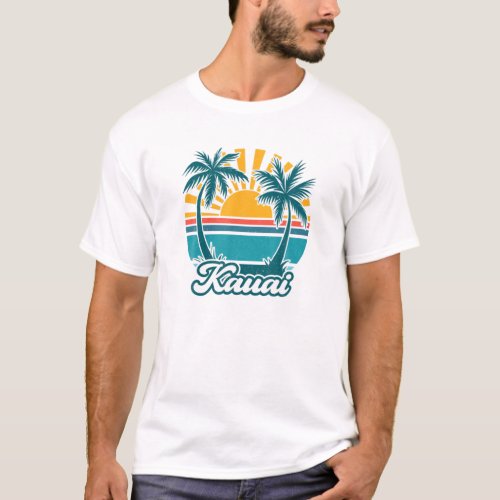 Kauai Hawaii Hawaiian Island Palm Tree Tropical Be T_Shirt