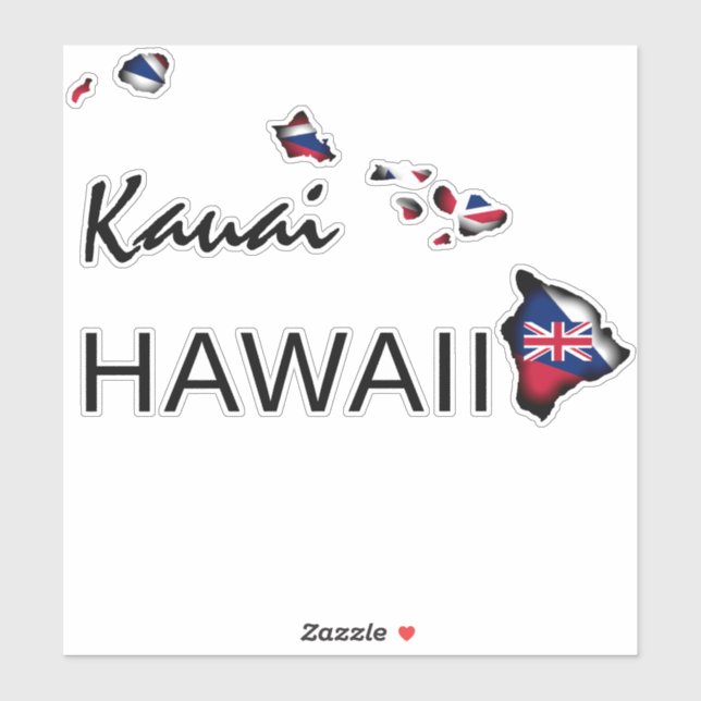 KAUAI - HAWAII ISLANDS HI Flag BLK Sticker (Sheet)