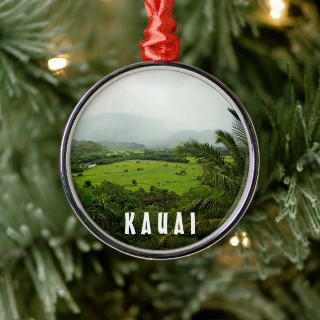 Kauai, Hawaii Landscape Scene Metal Ornament (Tree)