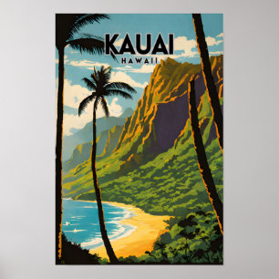 Kauai Hawaii Nostalgic Retro Travel Poster
