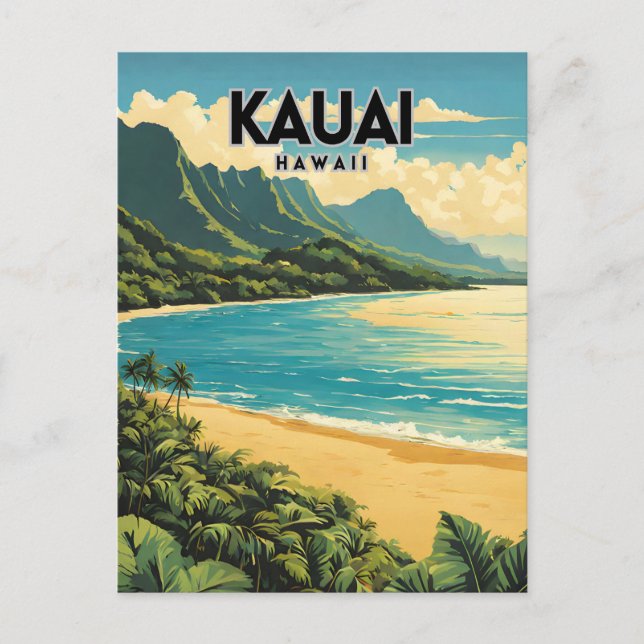 Kauai Hawaii Nostalgic Travel Postcard (Front)