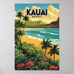 Kauai Hawaii Nostalgic Vintage Travel Poster