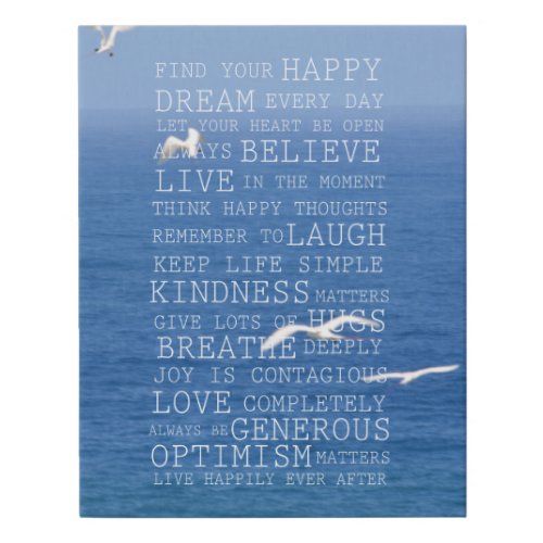 Kauai Hawaii Ocean Birds Inspirational Quotes      Faux Canvas Print